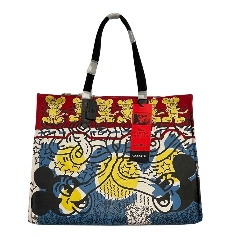 New Coach 5227 Disney Mickey Mouse X Keith Haring Tote 42 NWT Multicolor
